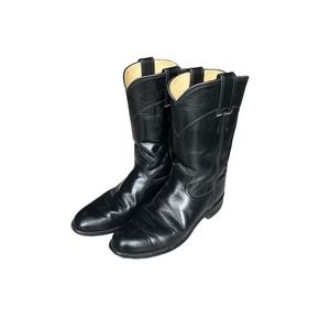 Justin Roper Cowboy Boots L3703 Women’s Size 6.5B Black leather Cowgirl